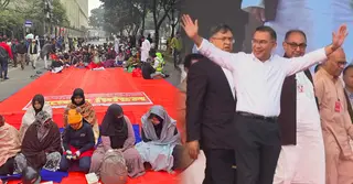 তারেক রহমানের হাদির কবর জিয়ারত: আজিজ মার্কেটের সামনে অবস্থান ইনকিলাব মঞ্চের